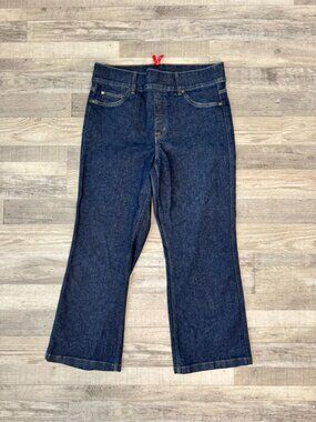 Spanx Dark Wash Pull On Jeans Plus Size 1X Cropped C50